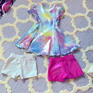 2 Dori creations shiny bike shorts, size 2t Dori creations shiny dress